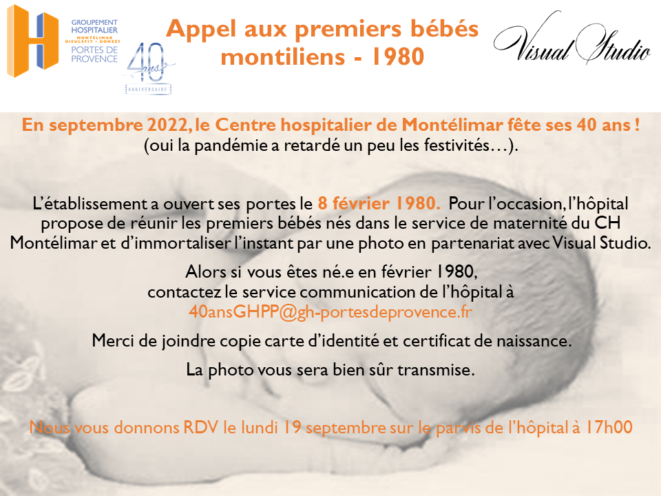 Appel aux premiers nés du Centre Hospitalier de Montélimar en 1980
