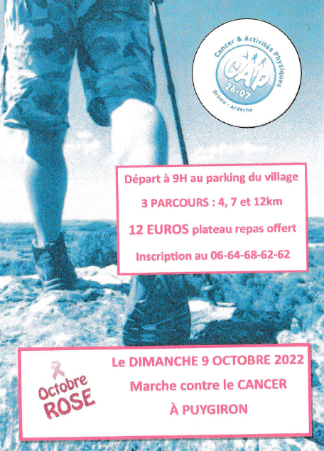 MARCHE CONTRE LE CANCER LE 9 OCTOBRE 2022