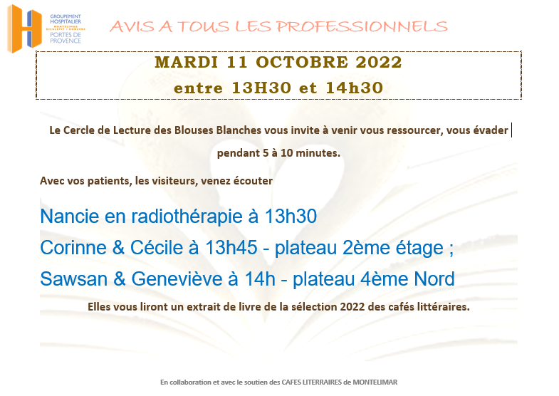 Les cafés littéraires – mardi 11 octobre 2022