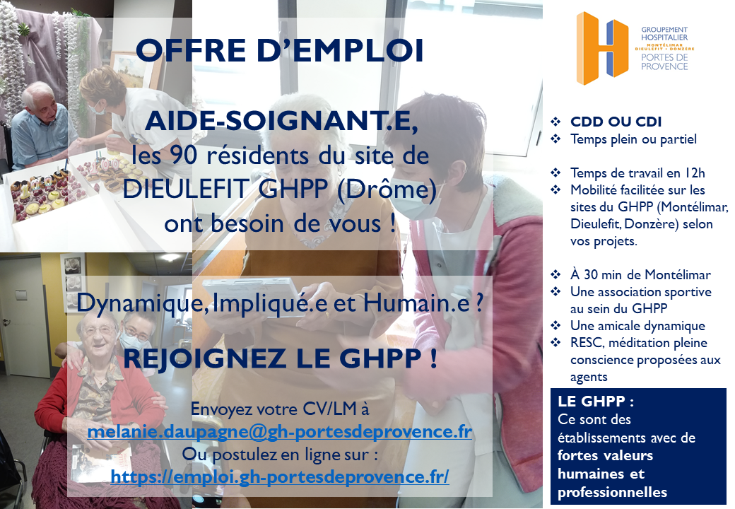 On recrute des AS pour l’EHPAD Dieulefit !