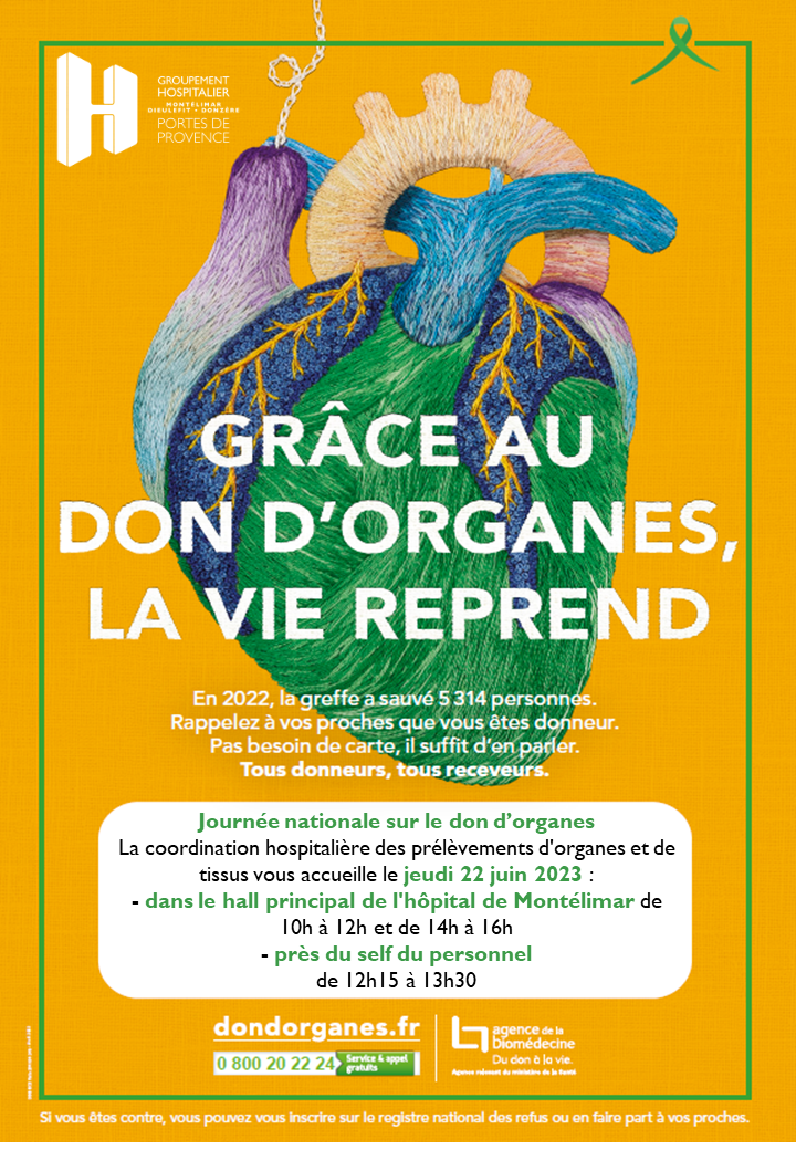 JEUDI 22 JUIN 2023 – Journée nationale de réflexion sur le don d’organes et la greffe et de reconnaissance aux donneurs