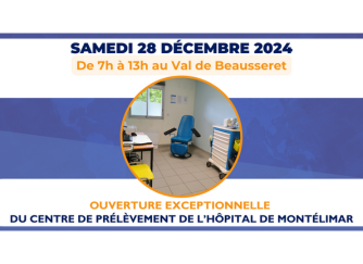 Samedi 28 décembre 2024 – ouverture exceptionnelle du centre de prélèvement