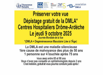 Jeudi 9 octobre 2025 – dépistage gratuit DMLA